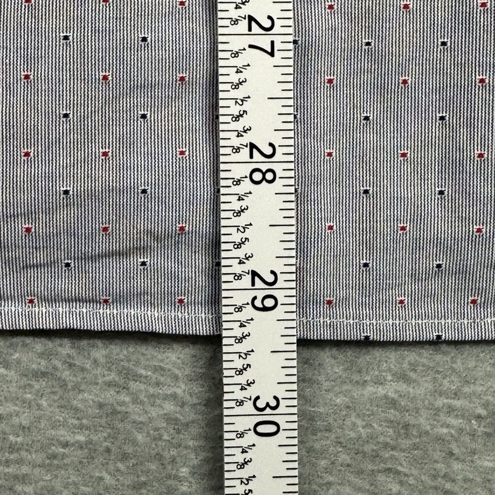 Triple Marfel Button Up Shirt Mens 41/L Gray Stitched Polka Dots Red Blue Cotton - Picture 8 of 13